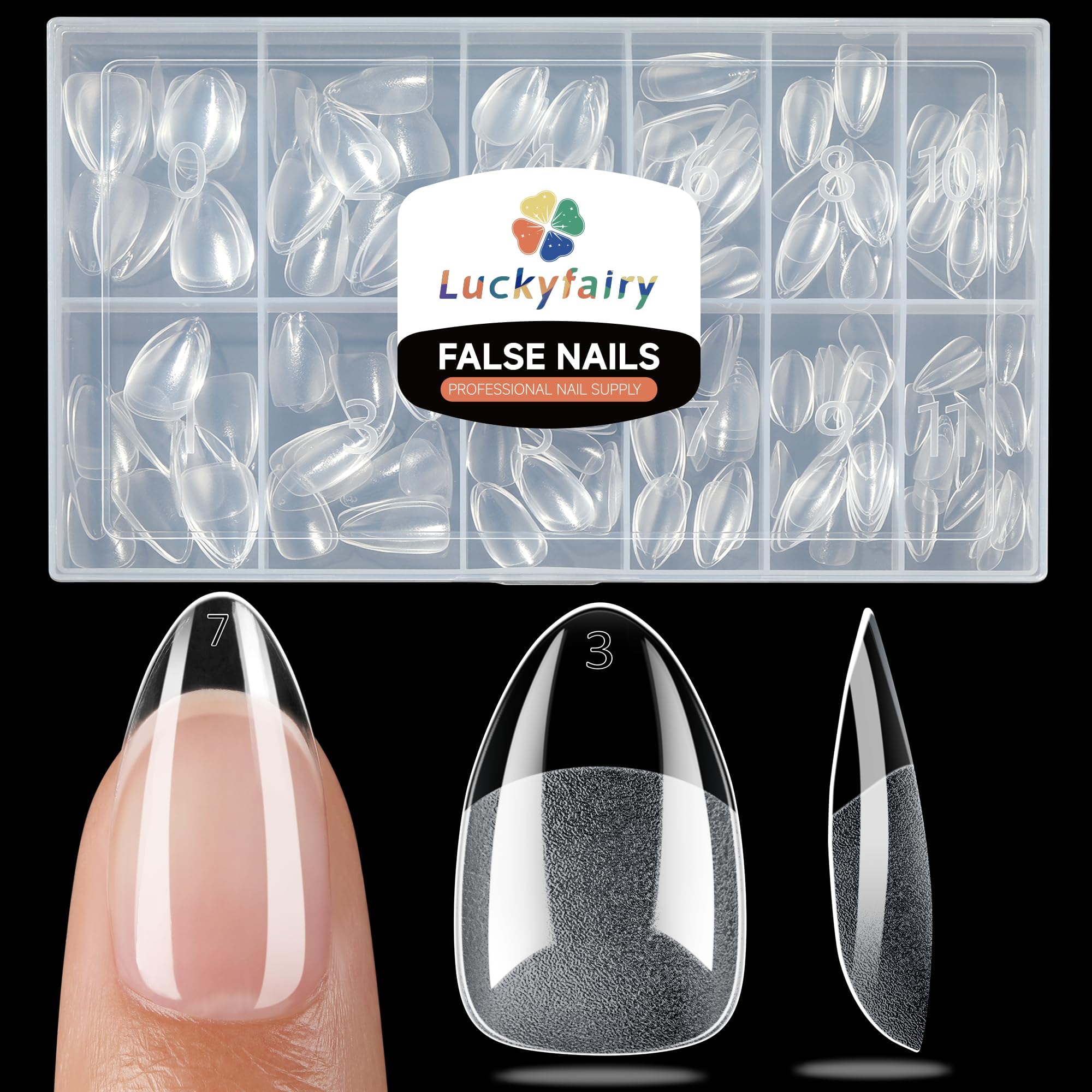 Short Almond Nail Tips, 240pcs Soft Gel X Nail Tips Pre-Shaped Acrylic Fake Nails, Half Matte Full Cover Clear Gelly Press on Flase Nail Tips for Extension Nail Manicure Home DIY 12 Sizes Gelly Tips
