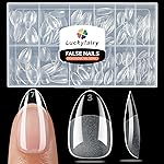 Short Almond Nail Tips, 240pcs Soft Nail Gel Tips Pre-Shaped Acrylic Fake Nails, Half Matte Full Cover Clear Gelly Press on Flase Nail Tips for Extension Nail Manicure Home DIY 12 Sizes Gelly Tips