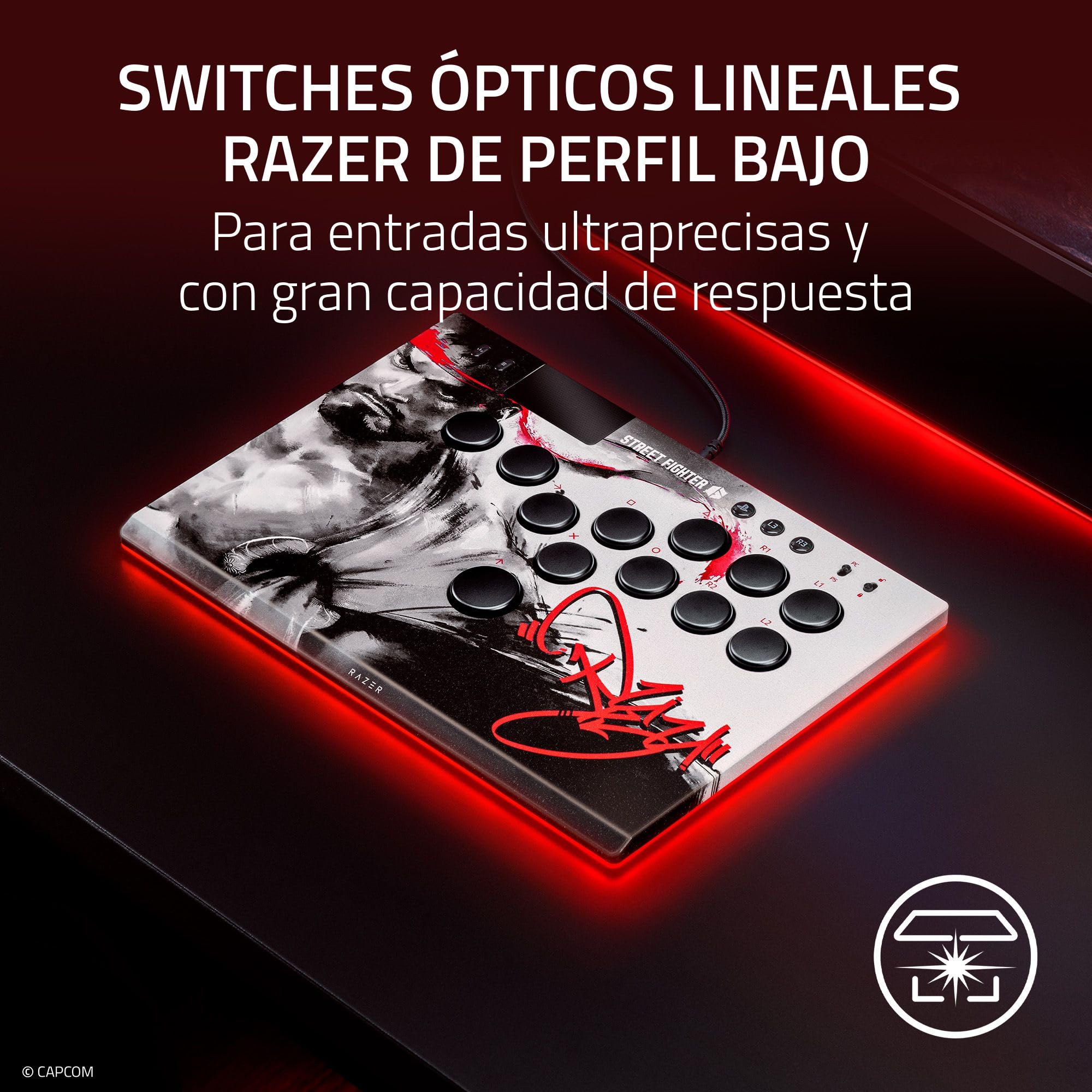 Razer Kitsune Ryu Edition - Mando óptico de estilo arcade para PS5 y PC - Disposición con 4 botones direccionales de precisión - Interruptores ópticos lineales planos | Ryu Ed.