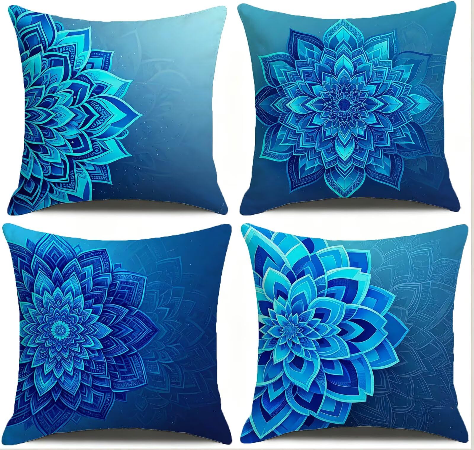 Blu Federe Cuscini Divano 40x40cm, Cuscini da Esterno Set de 4, Cod-225