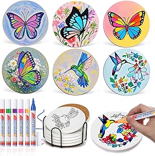 DoYoMo Paint Your Own Butterfly Coaster with Markers,Craft Kits for Adul...