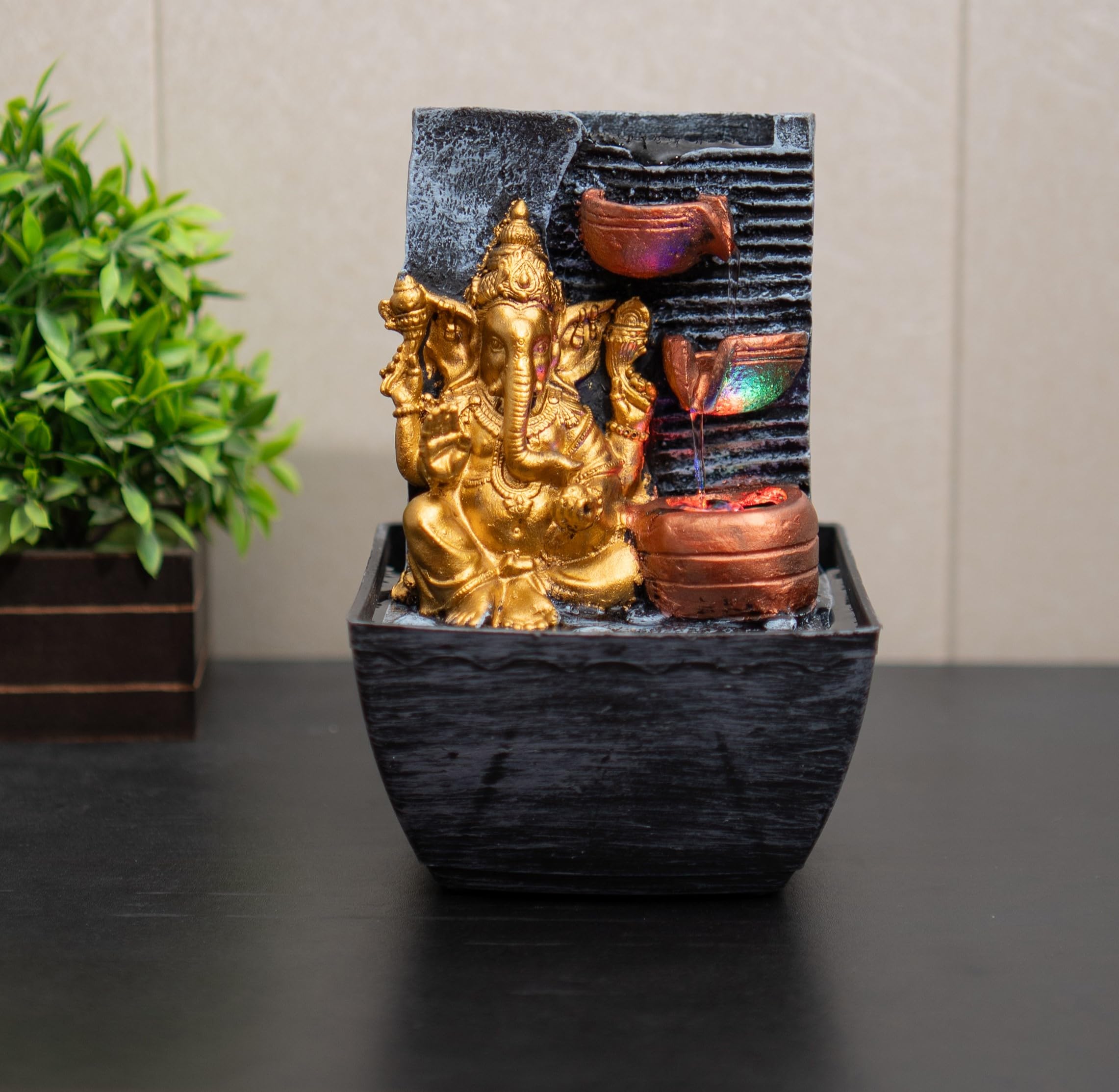 Expleasia, Exuberant & Luxury Decor Mini Ganesha Table top Water Fountain for Home and Office | |Living Room Decor| Gift Items | Home & Office Decor Item (Mini Ganesh)