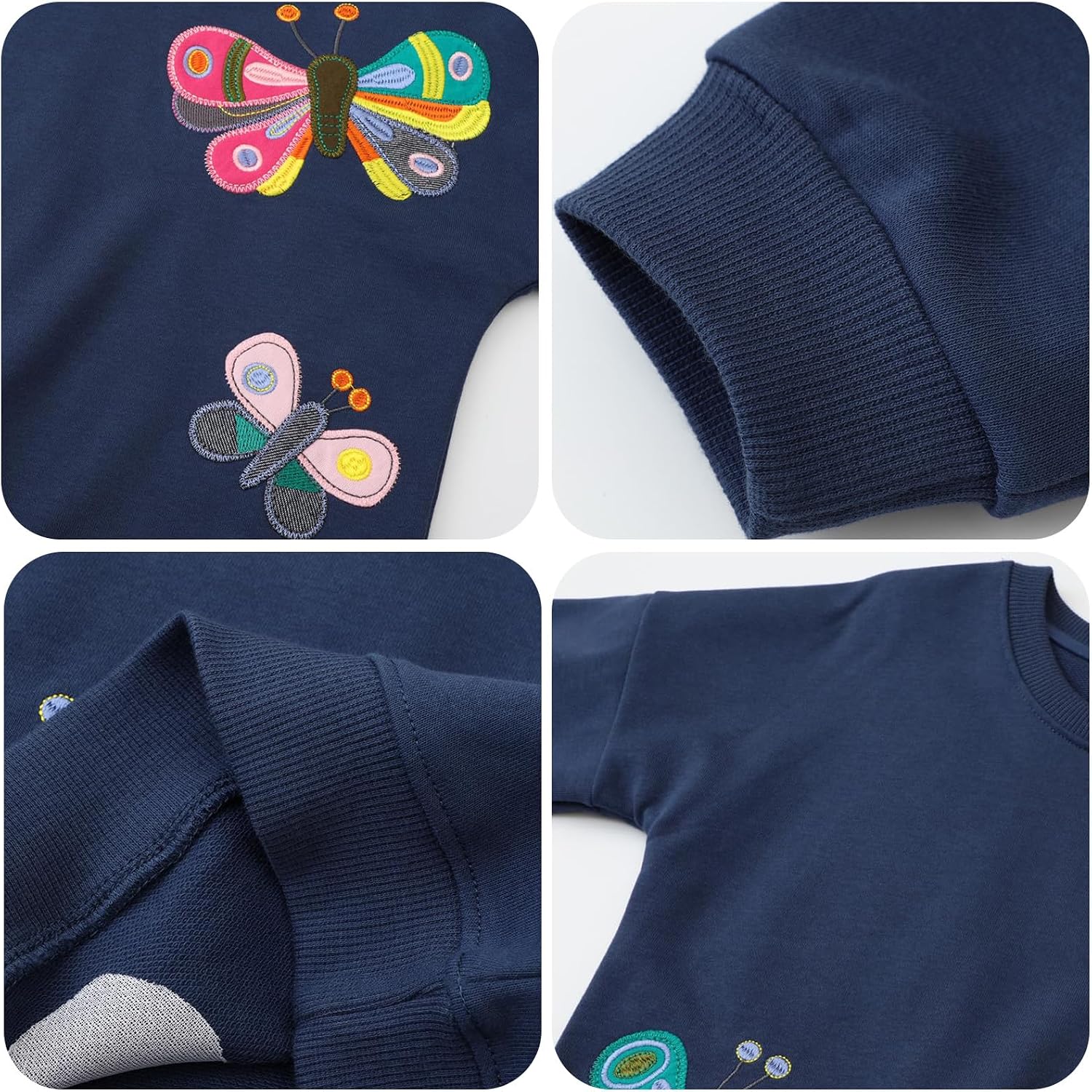 FreeLu Girls Cotton Pullover Sweatshirts Kids Cute Cartoon Printed Crewneck Tops