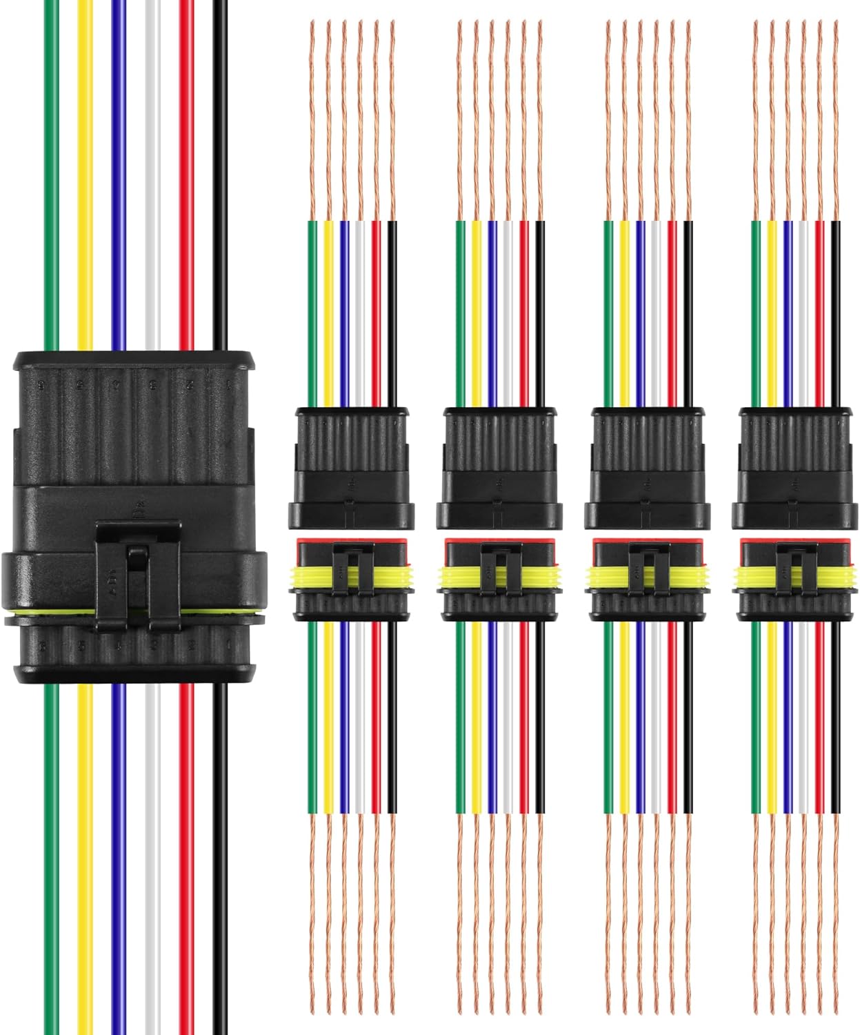 RDBS Kit de 5 conectores de cable eléctrico de 6 pines, enchufe macho y hembra impermeables de 6 vías para automóvil, camión, motocicleta, barco
