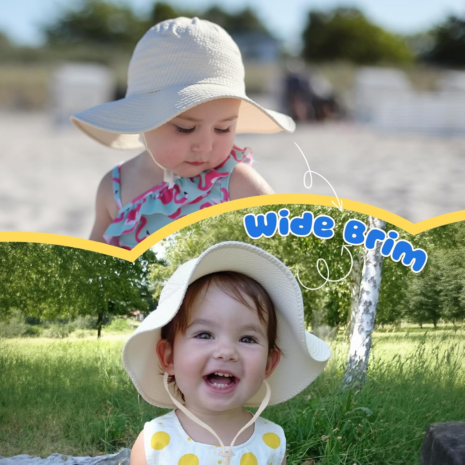 HONGTEYA Baby Sun Hat Toddler Girl Beach Hat Adjustable Outdoor Summer Hat UPF 50+ Sun Protection Wide Brim Infant Kids - Image 4