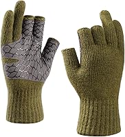 Riverruns 3-Fingerless Wool Fishing Gloves - Warm Winter Gloves for Ice Fishing, Hunting, Hiking, Photography Men Women