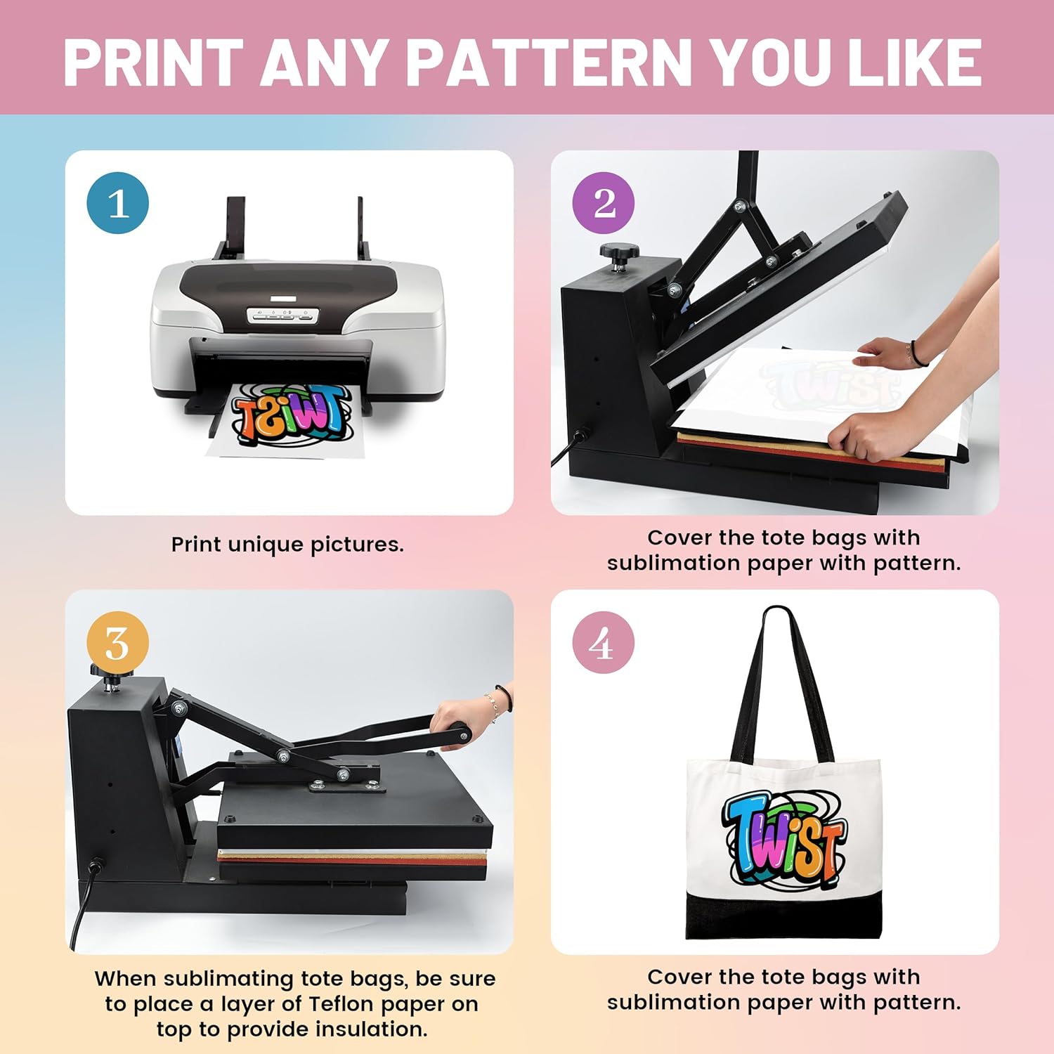 Joyclub 10 Pack Large Canvas Tote Bags Bulk Sublimation Blanks with Long Handle 18.5 x 15 x 4 inch Heavy Duty Totes Polyester Bags Wide Reusable Grocery for DIY Decorating Crafting Painting Shopping - Image 4