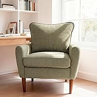 OLIXIS Mid-Century Modern Accent Chair, Upholstered Reading Lounge with Pillow & Wood Legs, Comfy Green Chair for Living Room Bedroom (380 lbs Capacity)