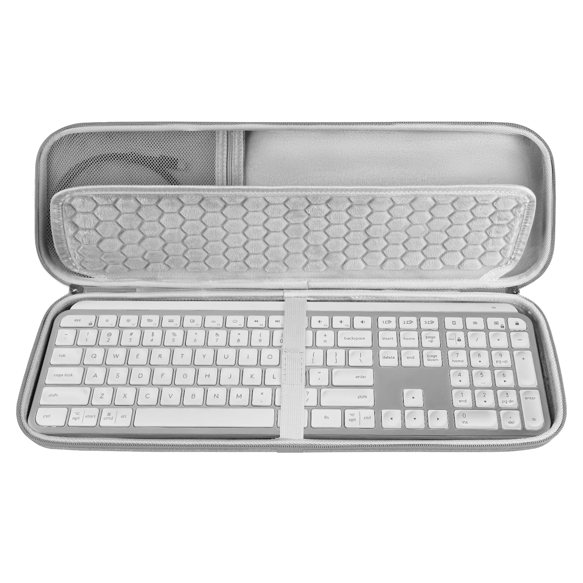 Funda de Transporte para Teclado Geekria, Compatible con Logitech MX Keys S/MX Keys Advanced, Estuche de Viaje rígido EVA (Gris Claro)