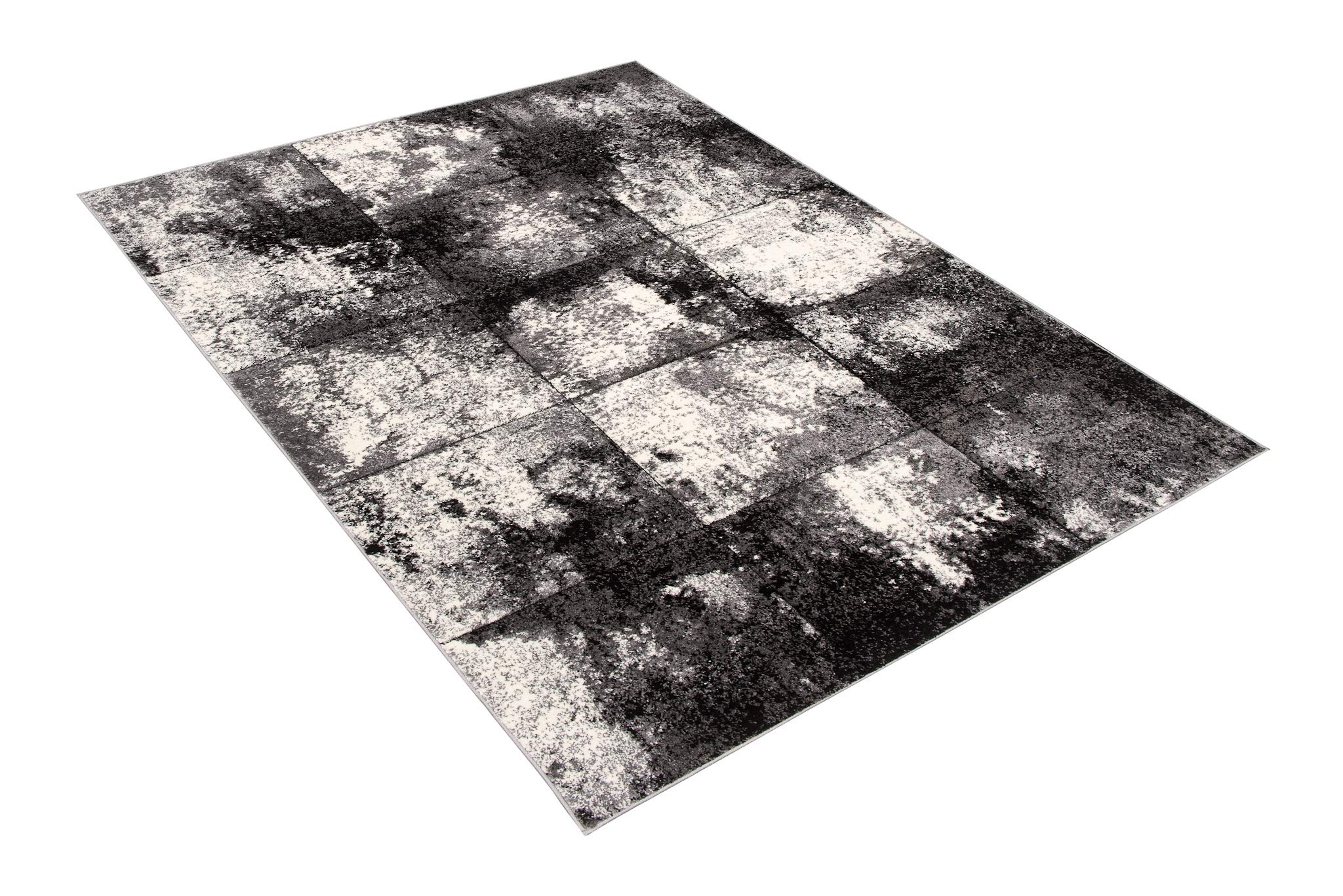 Tapiso Sumatra New dywan z krótkim włosiem, efekt 3D, szary, kremowy, czarny, paski, kwadratowy, rozmazywany, design, do salonu, pokoju młodzieżowego, Ökotex 80 x 150 cm