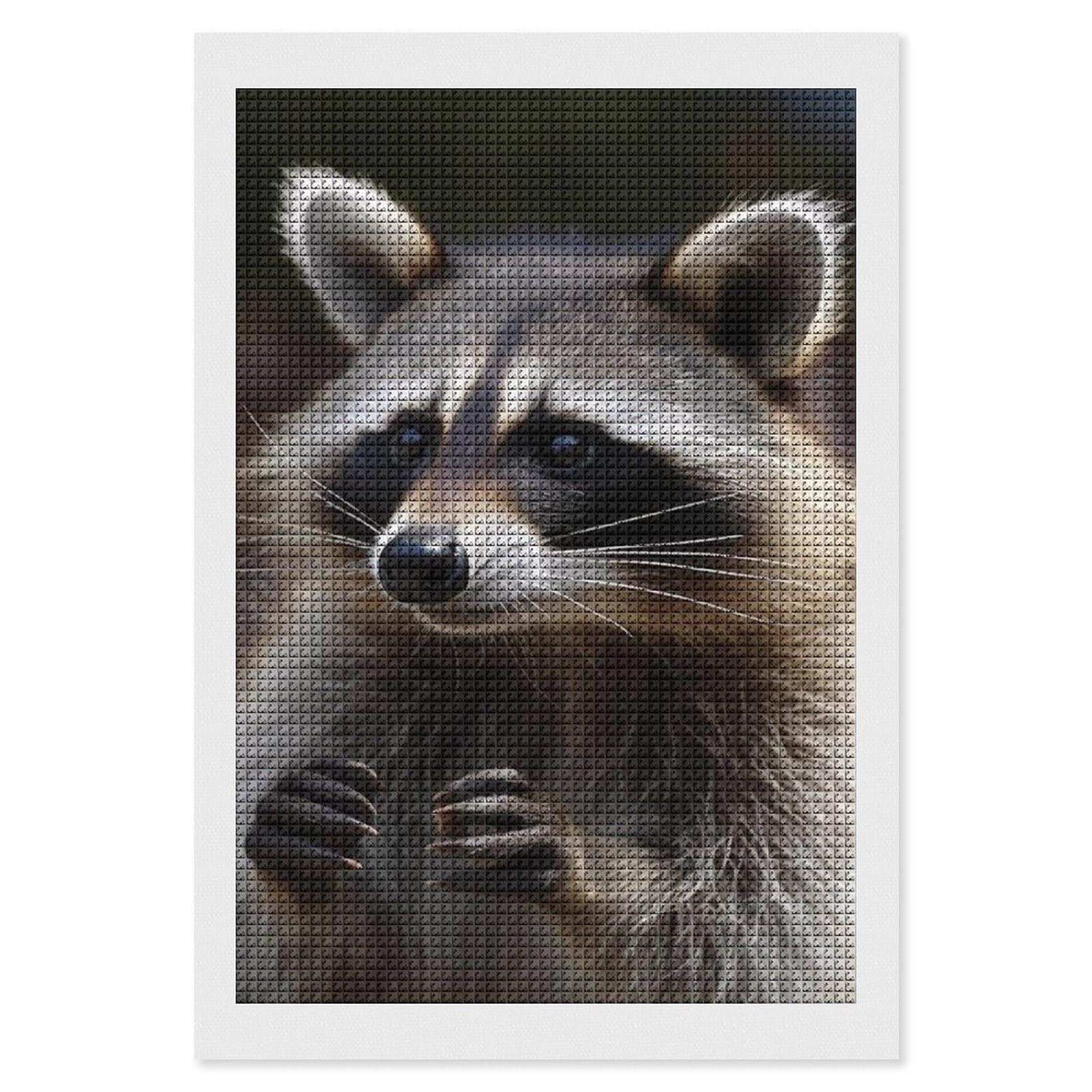 Raccoon Diamond Art Kits for Adults, DIY 5D Diamonds Painting Kits for Beginner, Round Full Drill Diamond Dots Painting, 8"x12" Diamonds Pictures Gem Art and Crafts Wall Decor