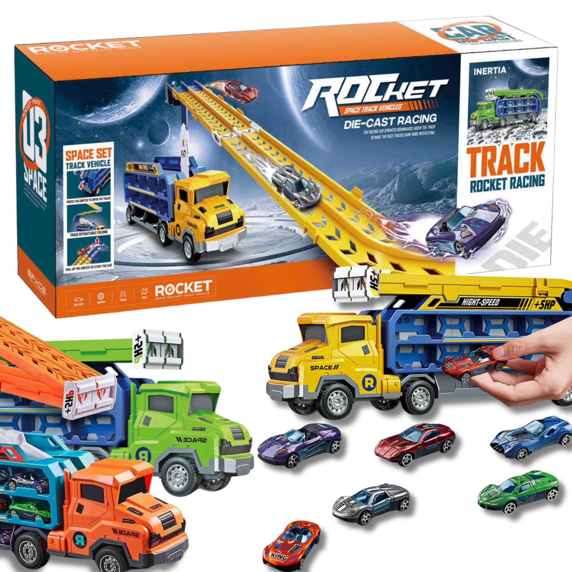 Amazon.com: Hot Carrier Transport Truck Toys for Kids, 7-in-1 Big