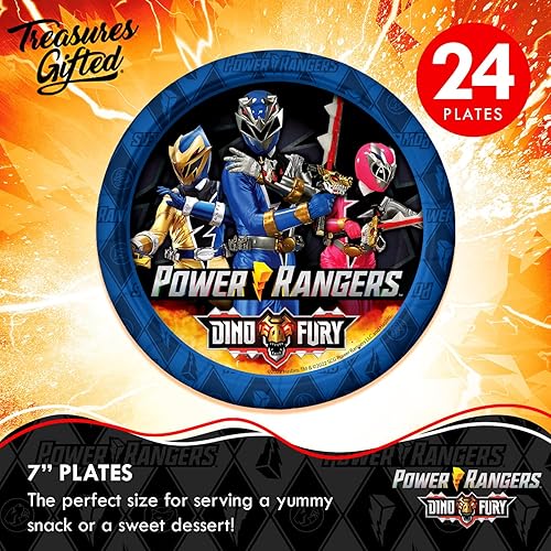 Miniatura 3 de Treasures Gifted Power Rangers - Suministros para fiesta de cumpleaños  Sirve a 24 invitados  Juego clásico de vajilla con licencia oficial de Power