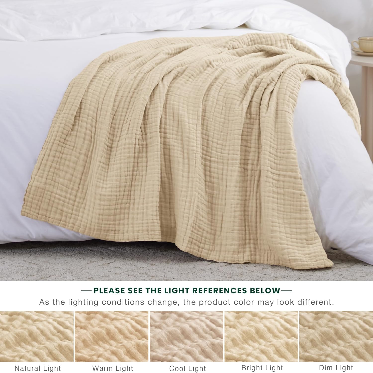 Love's cabin 6 Layer 100% Cotton Muslin Blanket, 60"x80" Twin Muslin Blanket for Couch Bed, Lightweight and Breathable Cotton Gauze for Adult, Khaki - Image 6