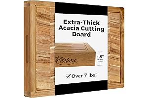 Acacia Wood Cutting Board Extra Large with Deep Juice Grooves and Handles for Chopping