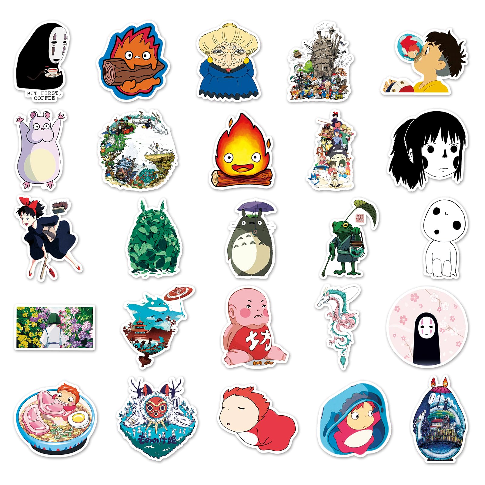 50 Adesivi Ghibli Cinema per Computer Portatili - PVC Impermeabile per Decorazioni Fai Da Te, Stile Graffiti per Auto, Moto, Laptop, Biciclette, Skateboard, Sci, Snowboard, Bagagli
