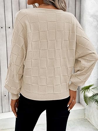 Pink Queen Women's Fall Sweaters Batwing Sleeve Oversized Pullover Knit Top