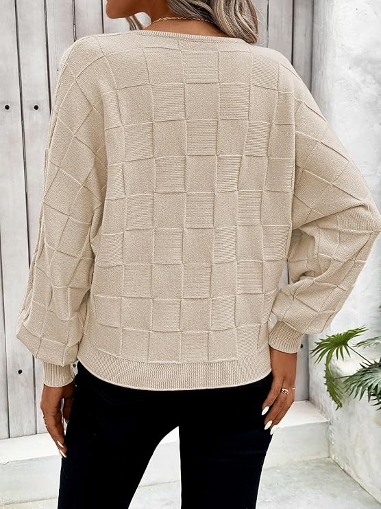 Pink Queen Women's Fall Sweaters Batwing Sleeve Oversized Pullover Knit Top