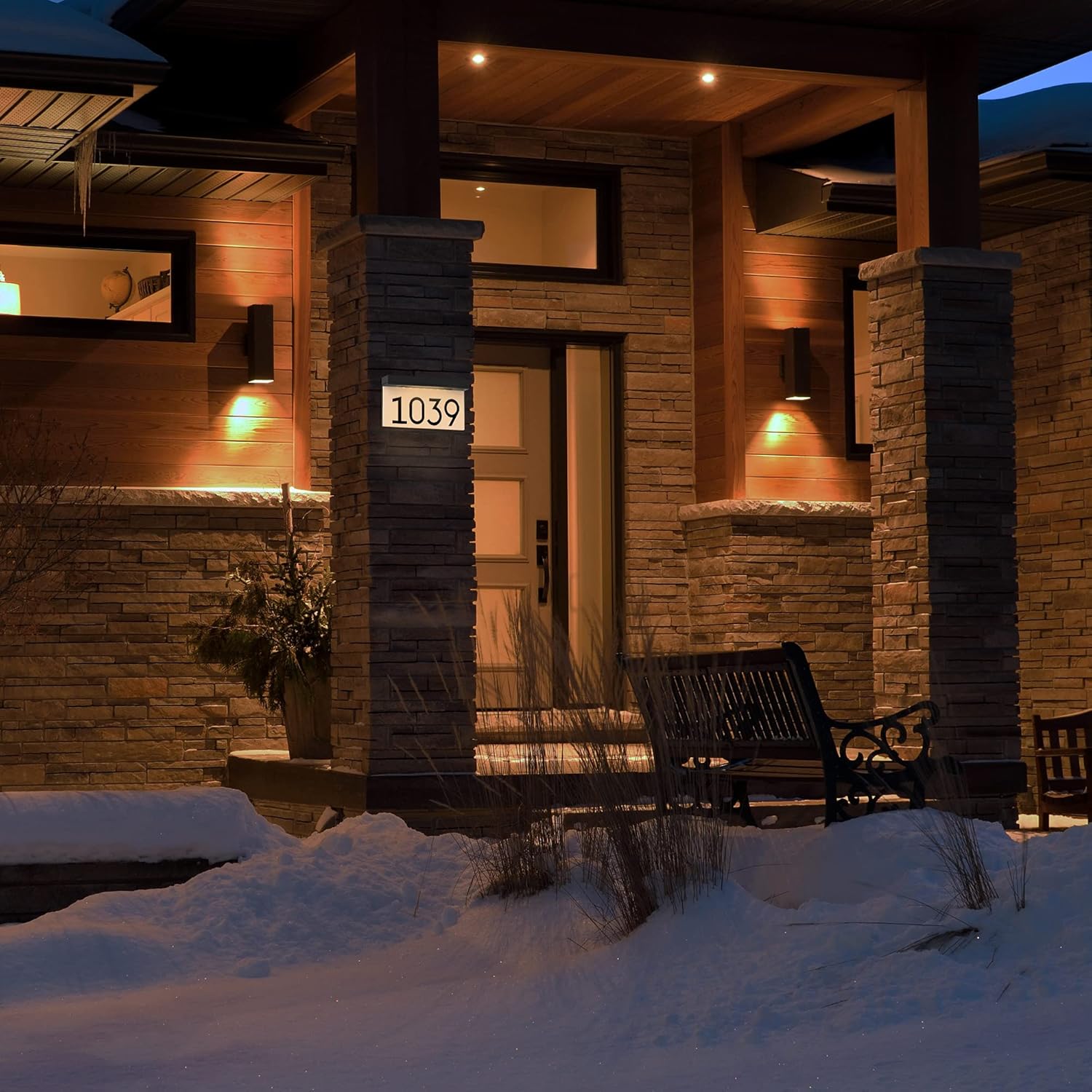 House Numbers Address Plaques For Houses Solar Powered, 3000K Warm White LED Illuminated Address Sign For Outside, Waterproof, Wireless, Light Up For Houses