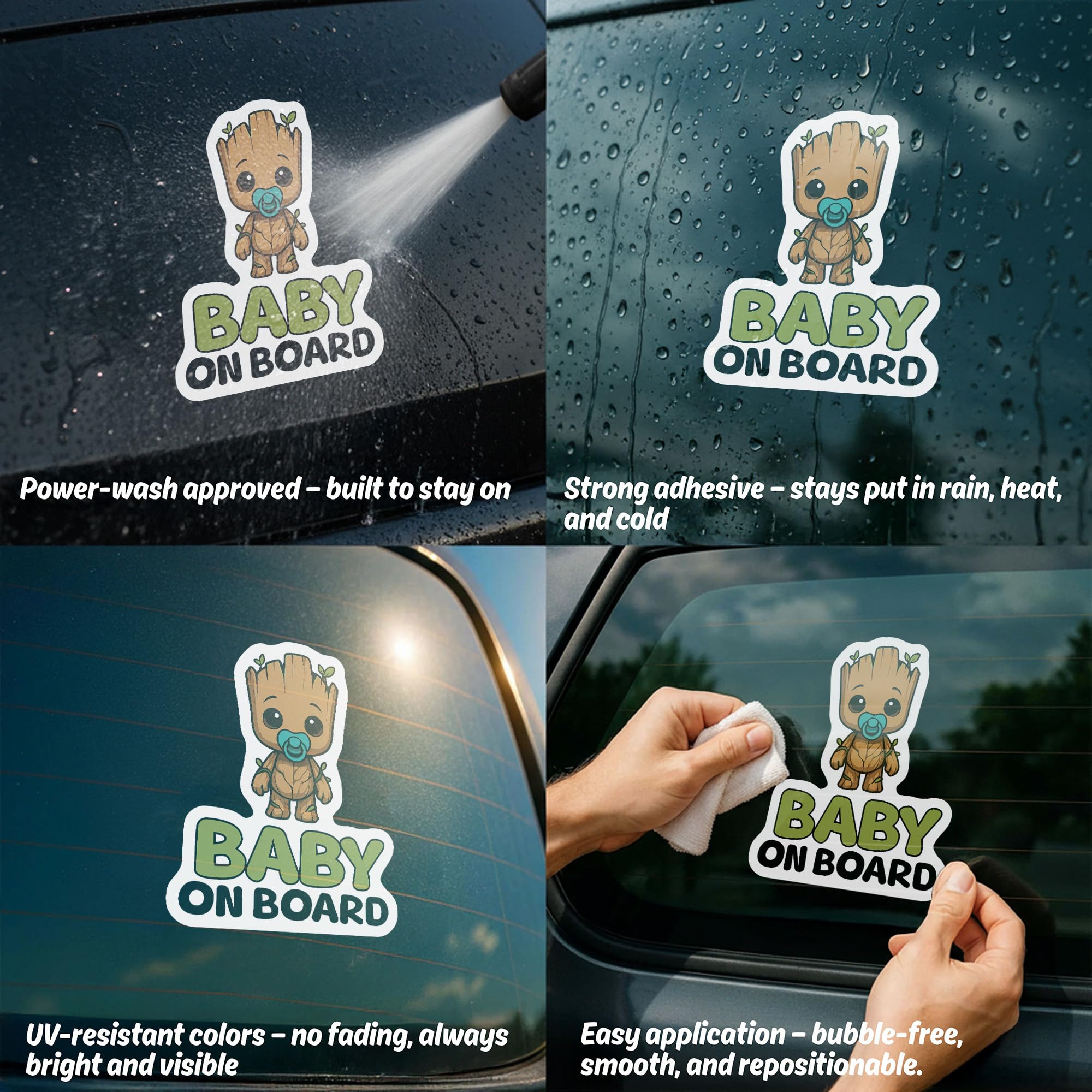 Baby on Board Sign for Car Baby Hero, High Visibility Window Sticker Badge, Easy Apply & Remove, Universal Safety Sign - Image 4