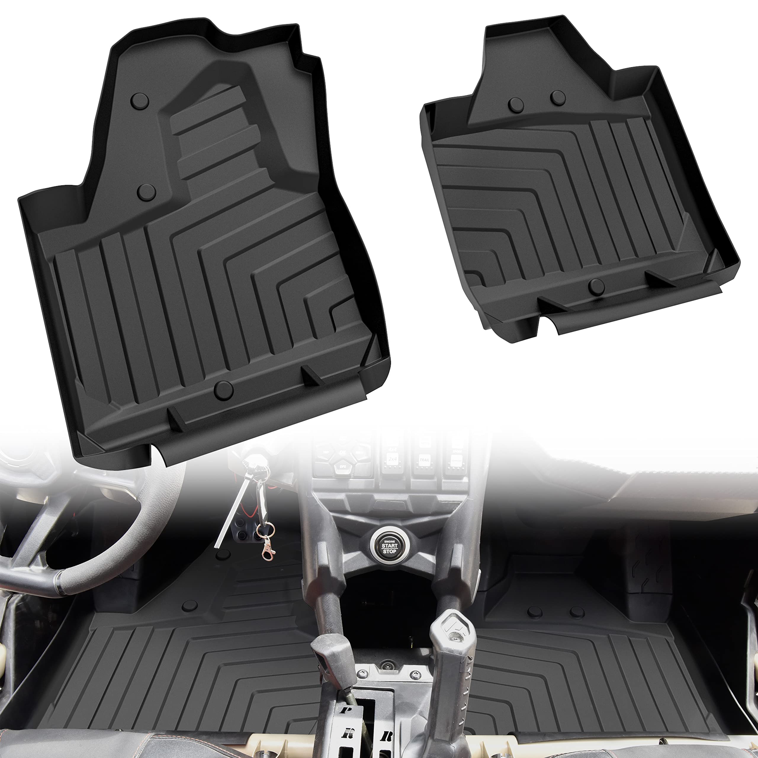SAUTVS TPE Floor Mats for Can-Am Maverick X3, Front Row Floor Liners All Weather Protection Slush Mats for Can Am Maverick X3 2017-2025 Accessories
