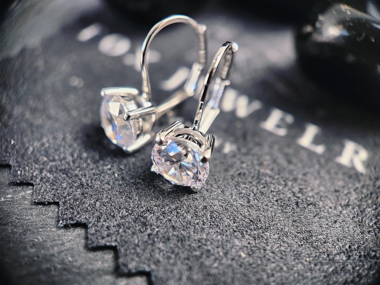 14K White Gold Moissanite Earrings Men & Women, Solid Gold Simulated Diamond and Lab Diamonds Studs for Men & Women, 1ct - 2ct Round, Princess, Heart, Halo Cut, Dangle, Lever or Screw Back Earrings, VVS1, D Color, Pink or Blue - Luxury Gift Box - Image 5