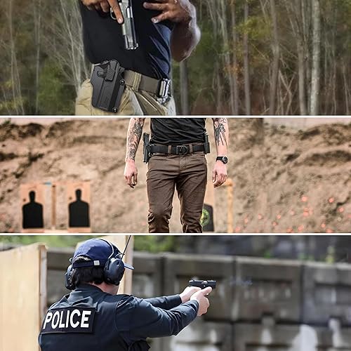 Miniatura 7 de Funda universal OWB compatible con GlockSig SauerCZRugerSmith & Wesson1911TaurusSpringfield ArmoryBeretta etc 80+ pistolas, pala ajustable de 360,