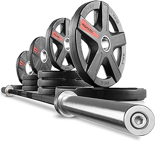 XMark Texas Star Olympic Weight Set with Olympic Bar, Black Shaft Barbell with Chrome Sleeves, and 115 lb. XMark TEXAS STAR Olympic Weight Plate Set