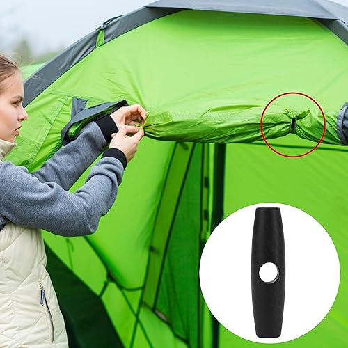 Miniatura 4 de 20 tapones de cuerda de paracaídas, tensores de botón de cuerda de plástico negro para mochila, tienda de campaña, camping, lona, toldo, ropa,