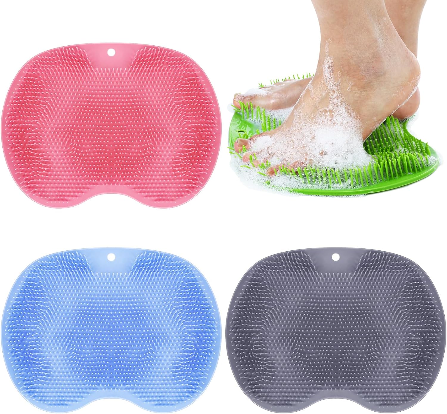 Timgle 4 Pcs Shower Foot Scrubber Mat with Non Slip Suction