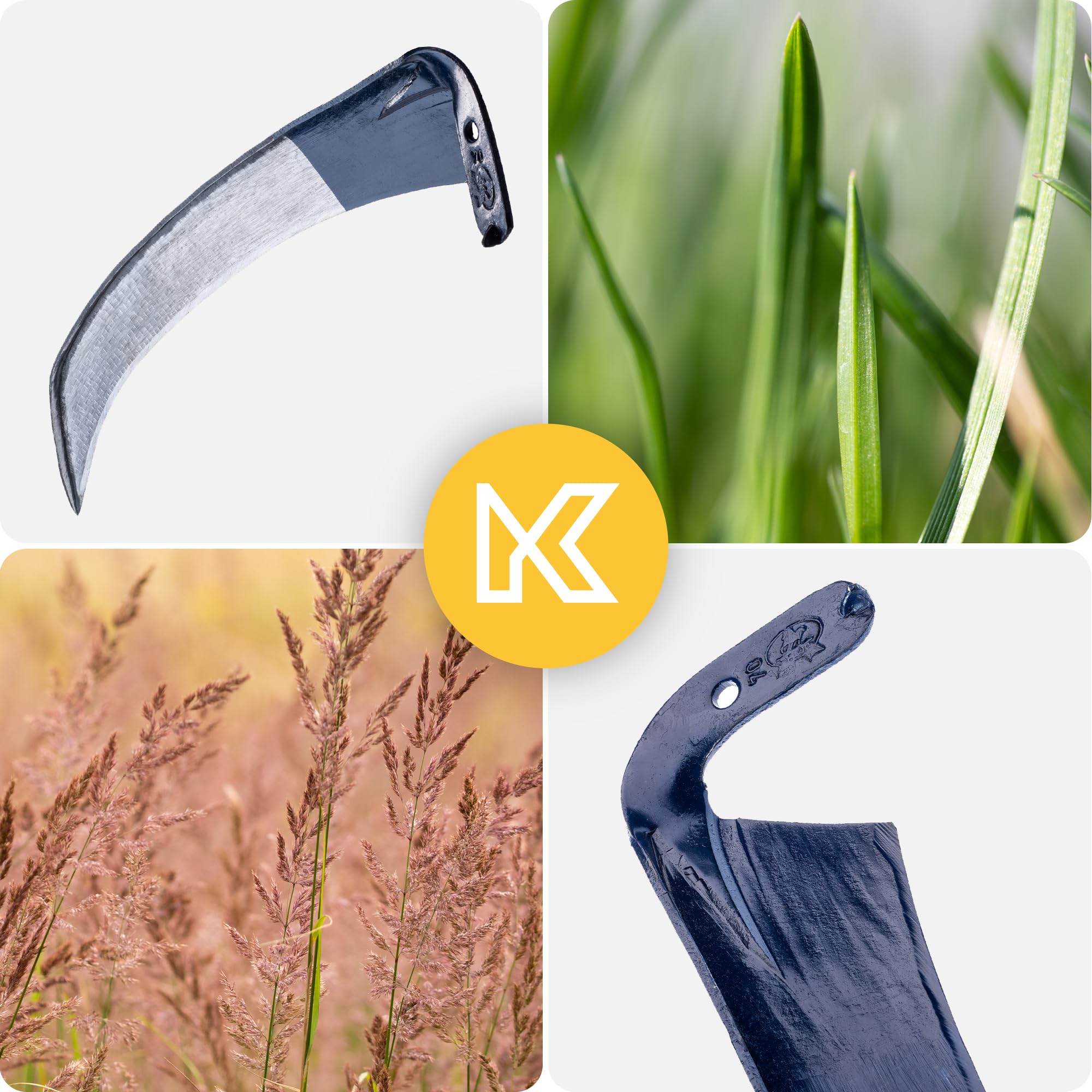 KADAX Gartensense aus Metall 60 cm, Handsense, Sichel, Klappsense, Wildwuchssense, Sense, Gartensichel, Grassichel, Blattsichel, Handsichel, Kleinsichel