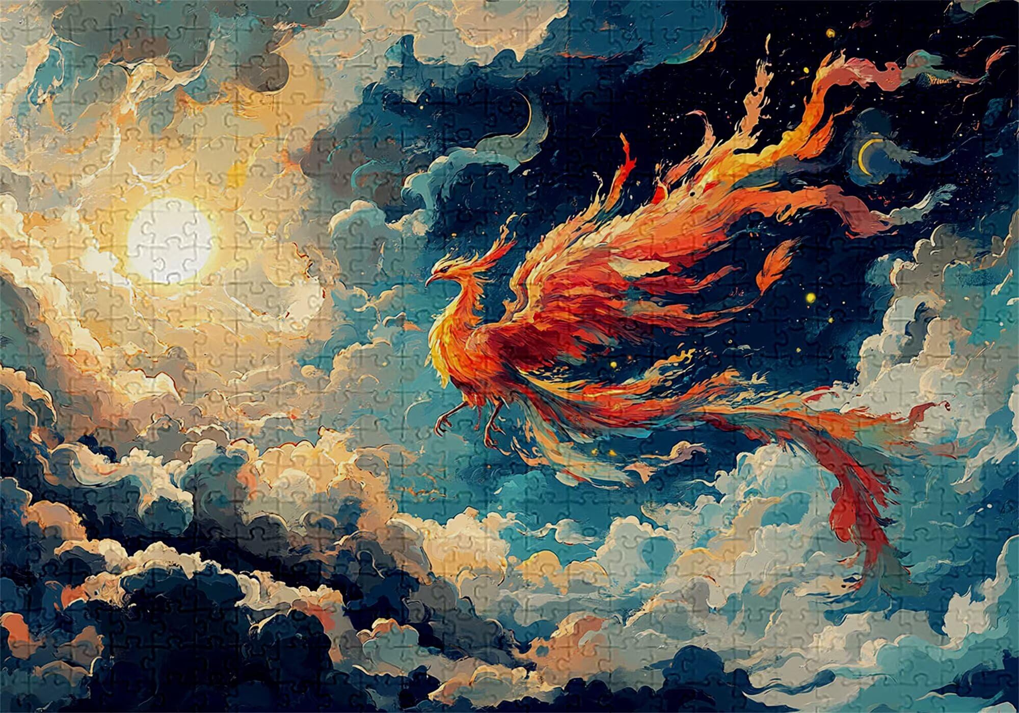 Puzzle 3000 elementów Feniks puzzle dla dorosłych ptak 122 x 81 cm unikalne rzemiosło klasyczne 3D drewniana układanka do rodzinnych gier aktywnych, układanka zrób to sam do dekoracji ścian domu