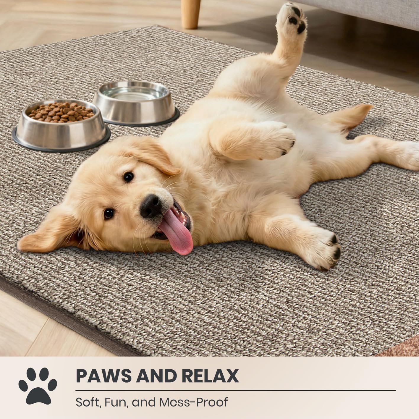 PURRUGS Dirt Trapping Door Mat 34" x 59", Non-Slip Machine Washable Entry Rug, Entrance Mat, Indoor Front Door Mat, Super Absorbent Entryway Rug for Muddy Shoes & Paws, Heathered Beige