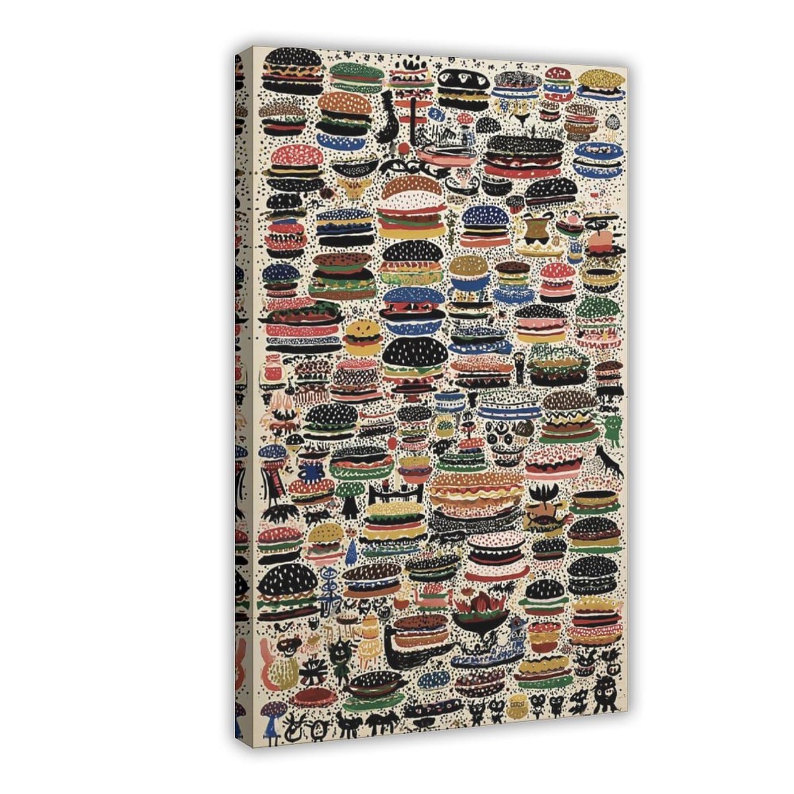 Ywtjax Frame-Style Colorful Hamburger Poster Canvas Poster For Office Decor Gift