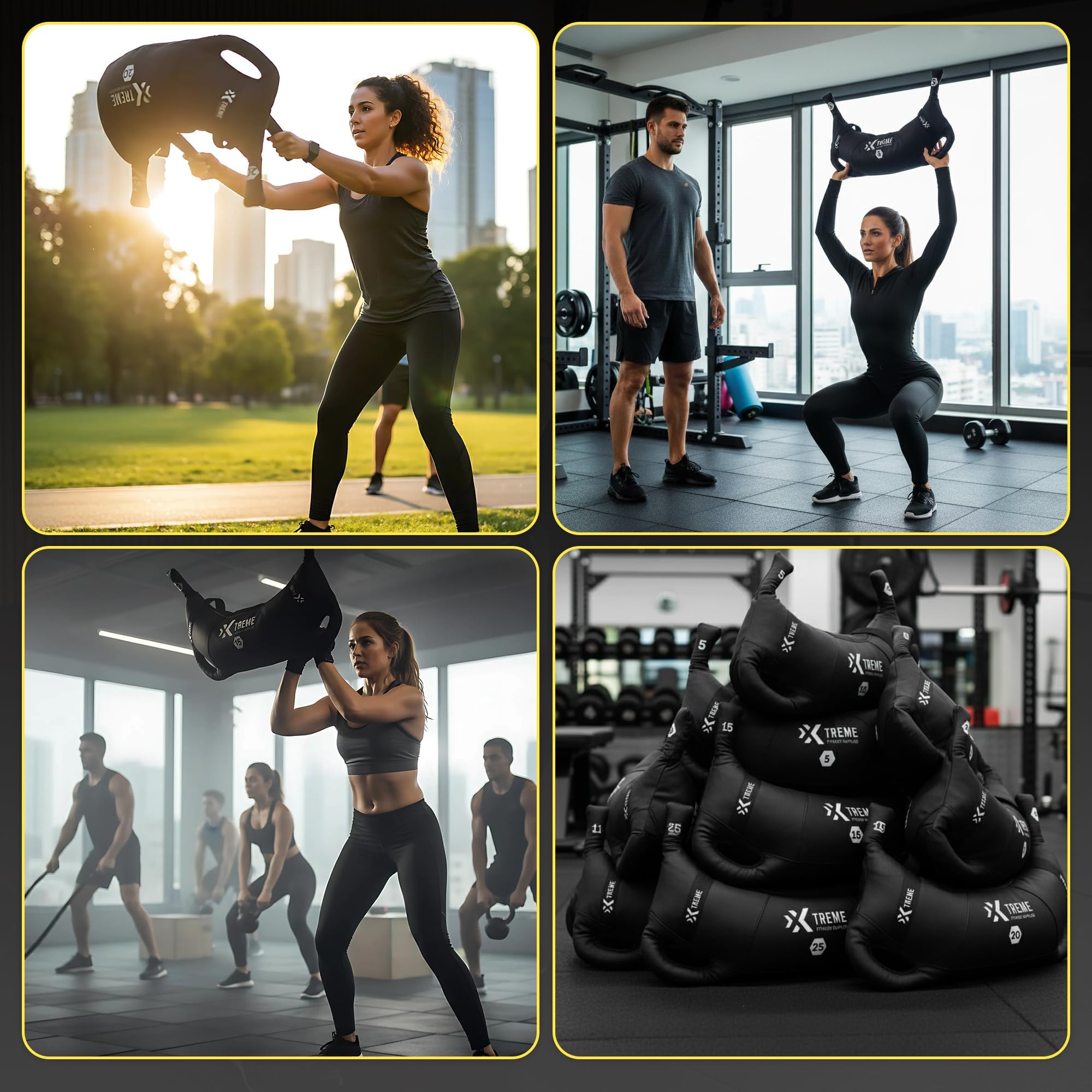 Xtreme Fitness Bulgarian Bag 5–25 kg, Robuster PU Gewichtssack mit Multi-Griffen, Vielseitiges Sports Bag für Kraft, Stabilität, Crossfit & Fitnessstudio