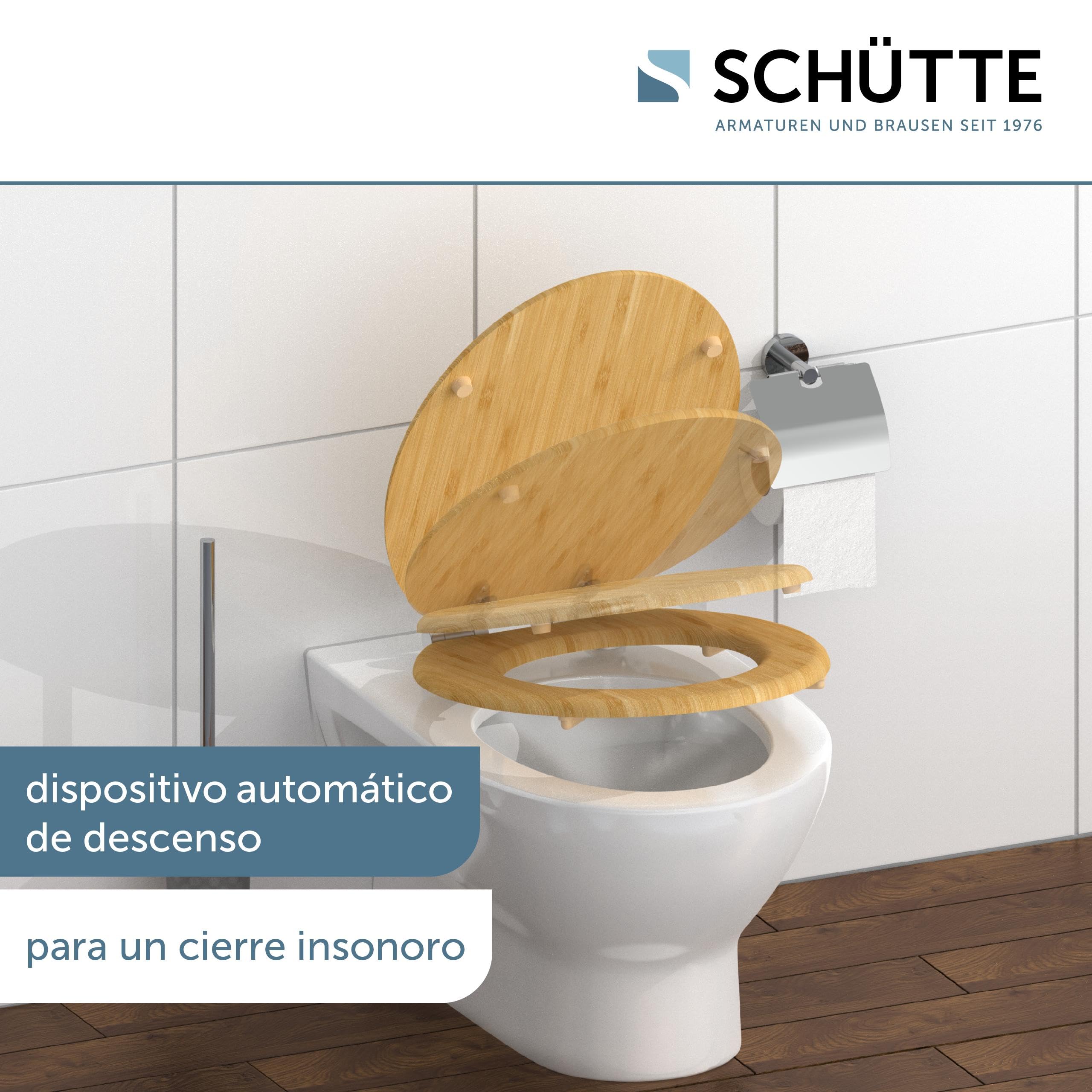 Schütte 81101-A - Asiento de inodoro con tapa de madera maciza de bambú (150 kg)