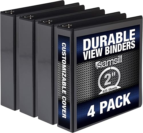 Vista 83 de Samsill Durable - carpeta negra redonda de cartón, Blanco