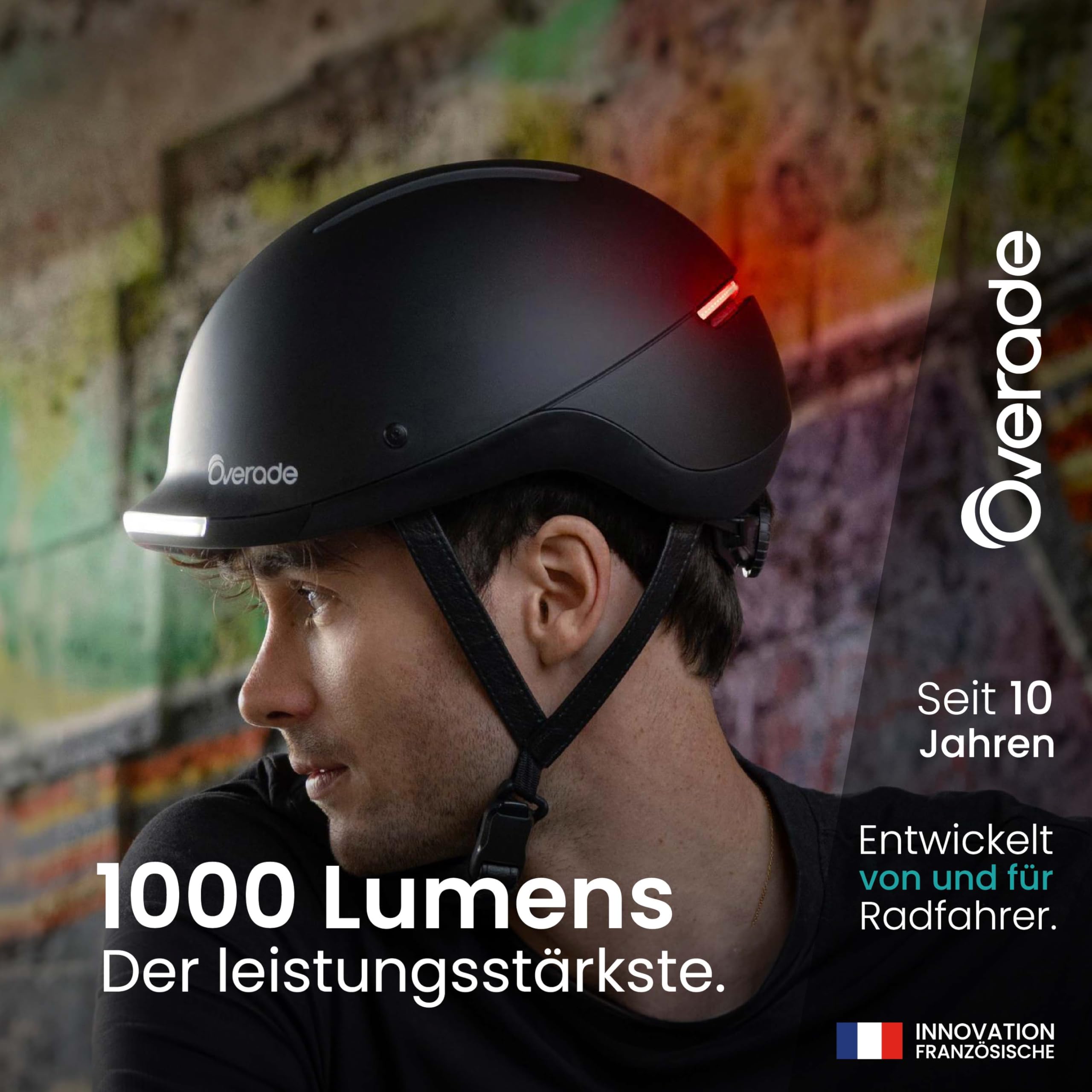 Overade European Innovation - Life Helm Für Fahrräder Und Scooter, Mit Starker Beleuchtung Vorne/Hinten, Inkl. Oximote Blink-Fernbedienung, Einheitsgröße