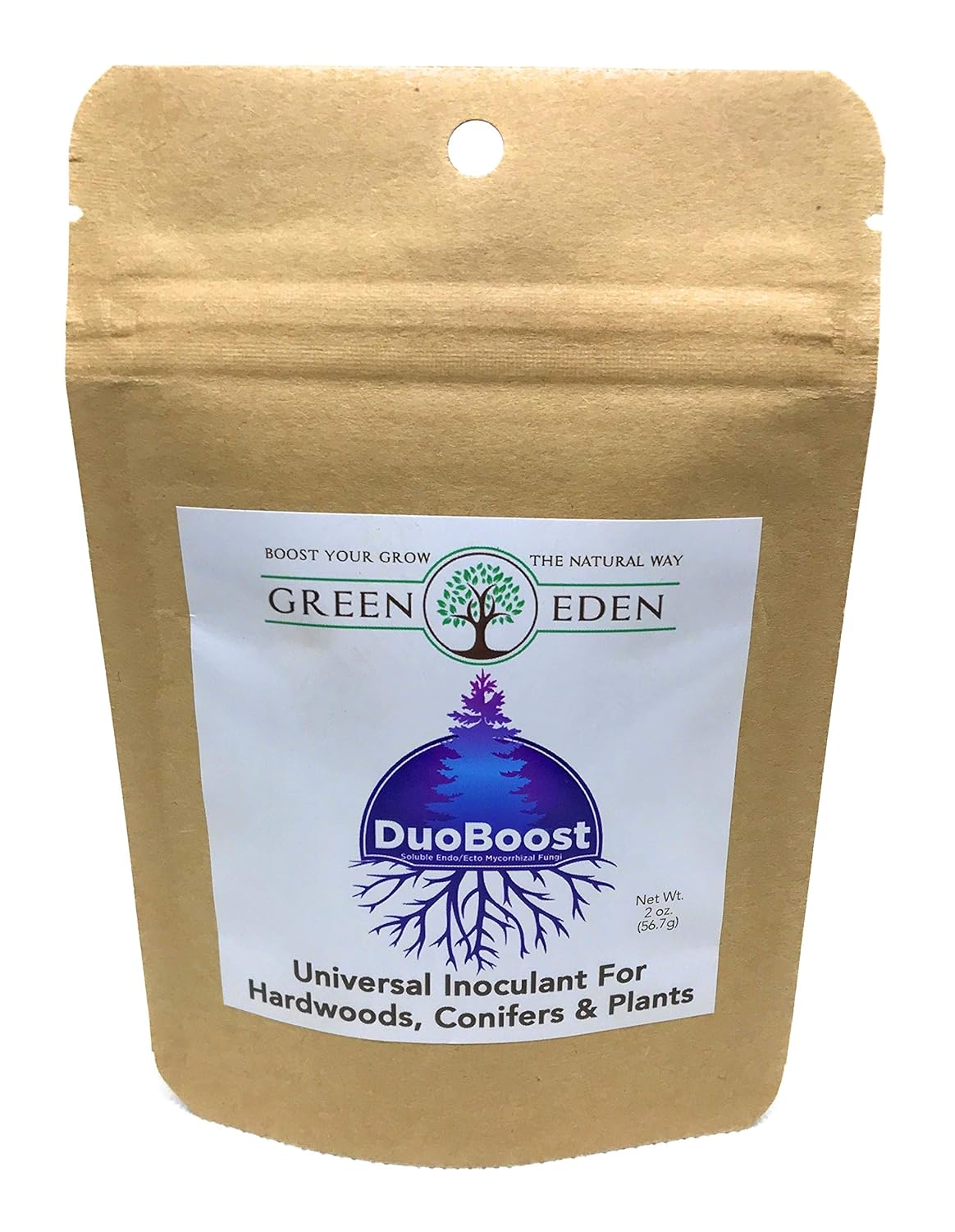GreenEden DuoBoost Soluble Endo/Ecto Mycorrhizae (9 Species) Universal Root Inoculant for Hardwoods - Conifers - Plants - 2oz. Mycorrhizal Fungi - Beneficial Bacteria - Living Soil Builders