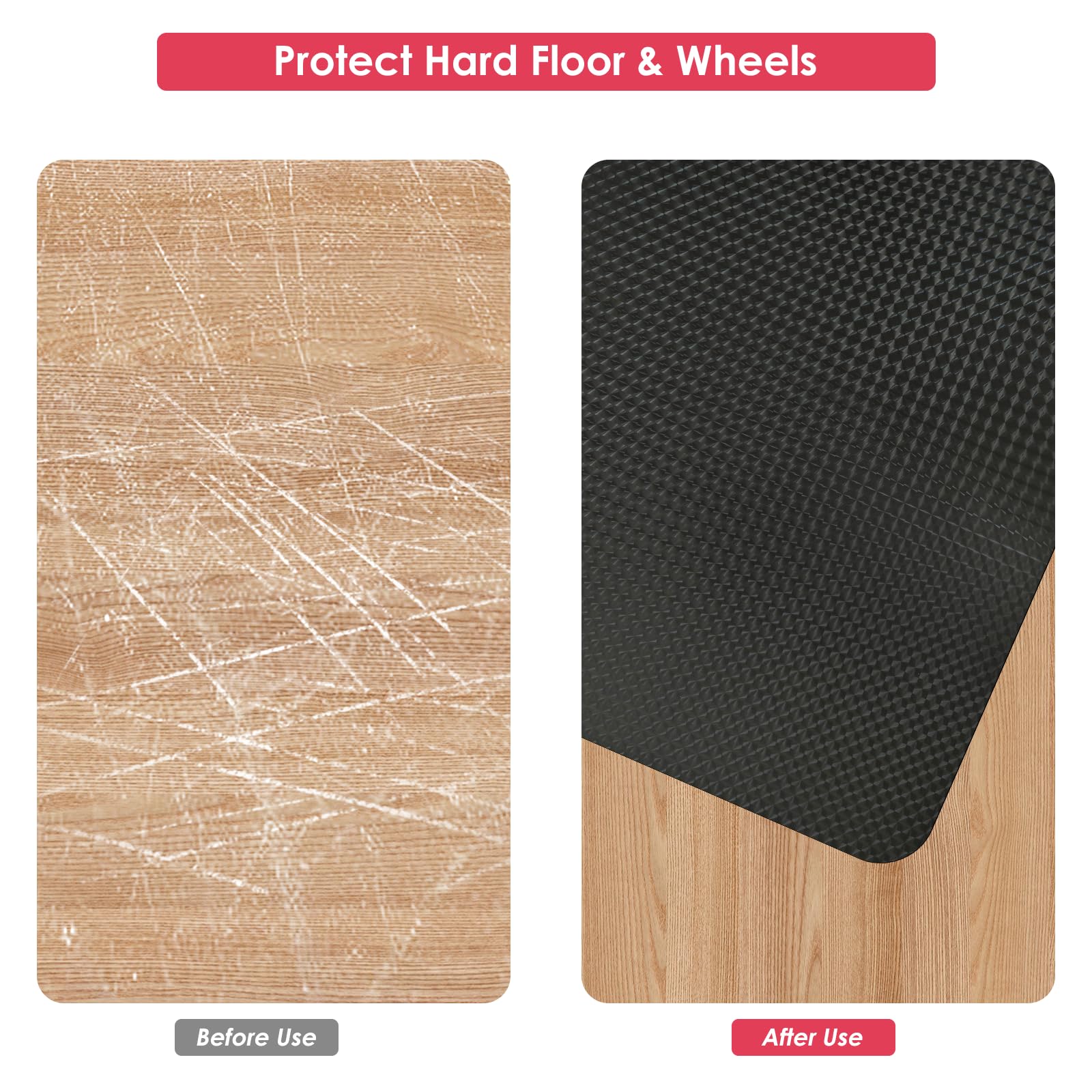 Vicwe Tapis de chaise gaming pour parquet en bois dur, grand tapis de chaise de bureau de 135 x 117 cm, tapis de chaise d'ordinateur en PVC, glisse facile, protection de sol pour chaise à roulettes