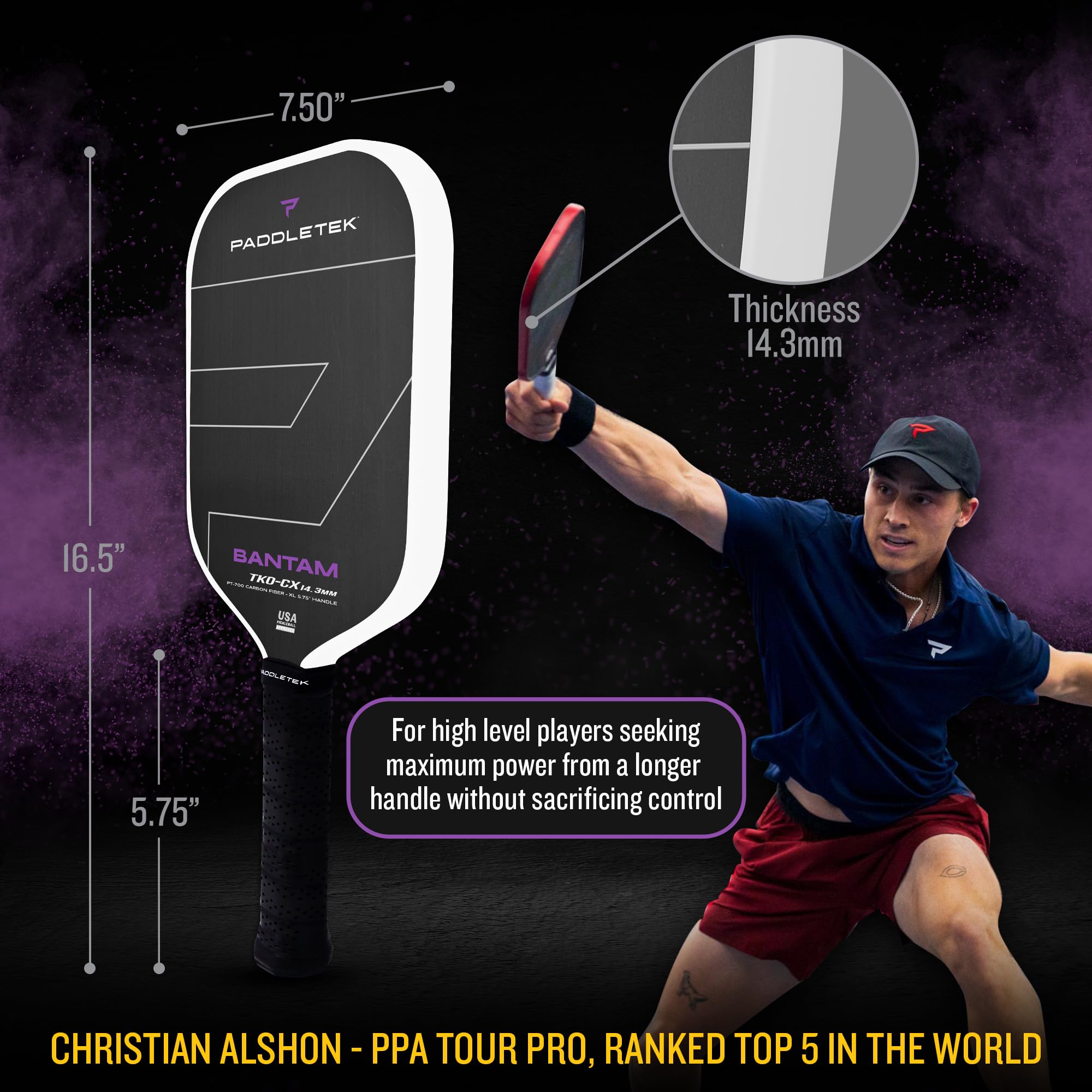 Amazon.com: Paddletek Bantam TKO-CX 14.3mm Pickleball Paddles with