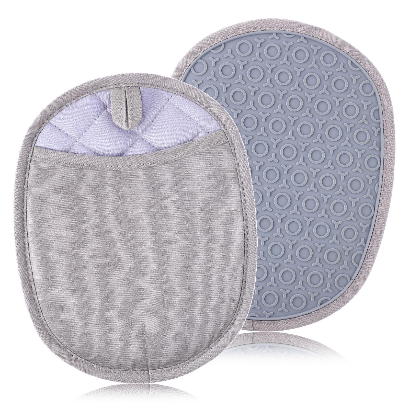 Dimeho Pot Holders for Kitchen Heat Resistant, Silicone Pot Holders Sets Heat Resistant Oven Hot Pads with Pockets Non Slip Oven Mitt for Cooking and Baking (Grey