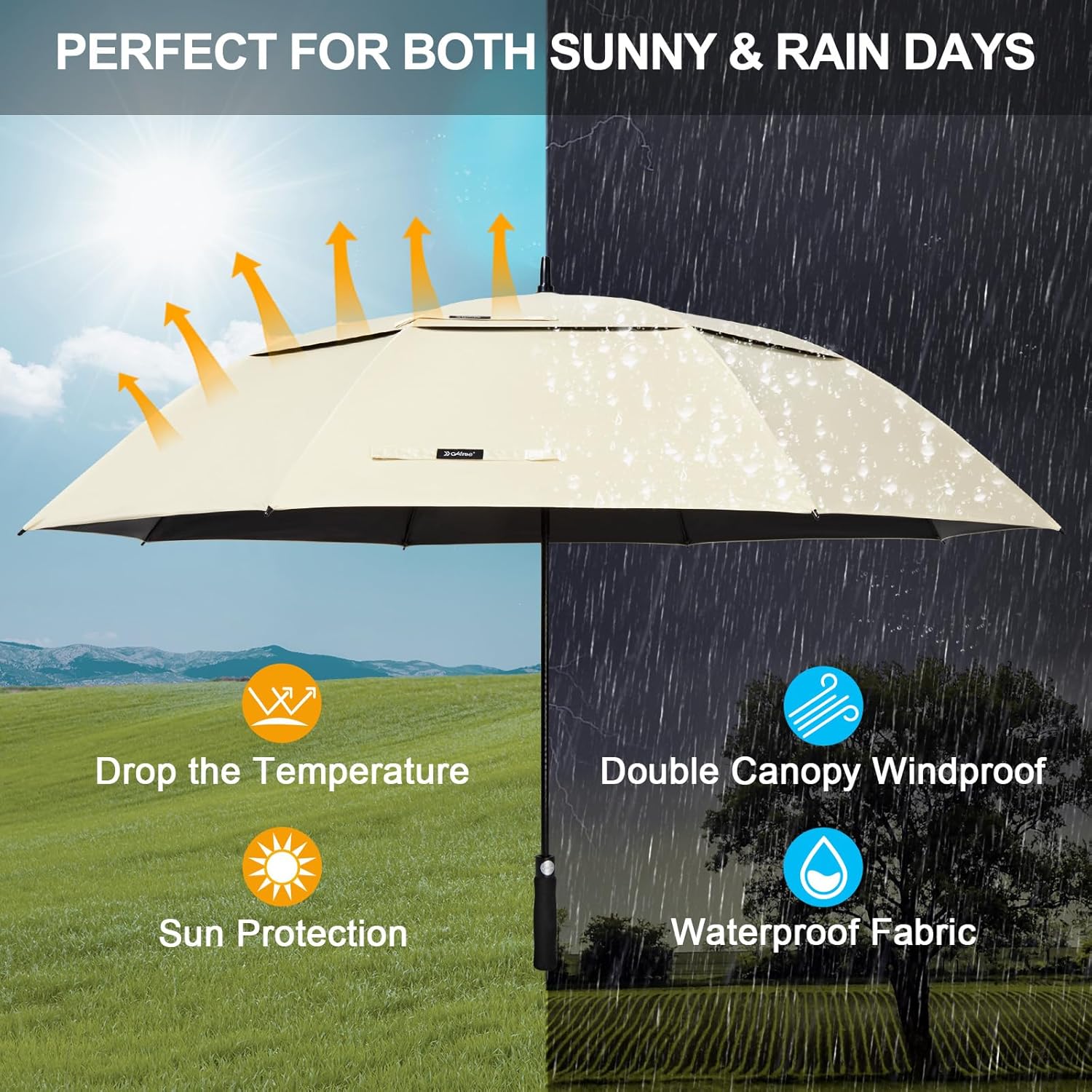 G4Free 47/54/62/68 Inch UV Protection Golf Umbrella Auto Open Vented Double Canopy Oversize Extra Large Windproof Sun Rain Umbrellas - Image 5