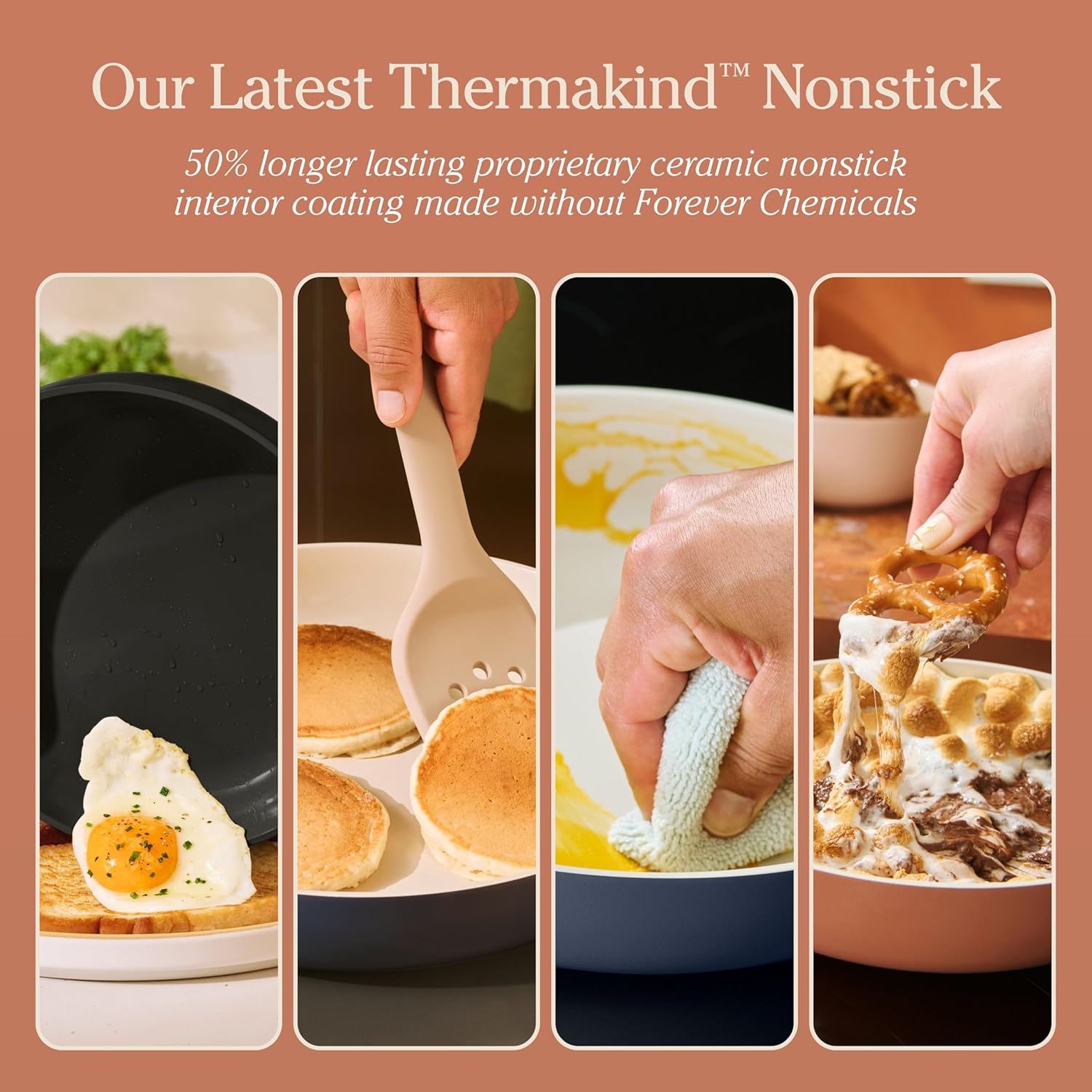 Our Place 17-Piece Essentials Complete Cookware Set - Ceramic Fry Pans, Saucepans, Sauté Pan, Stock Pot, Strainer Basket & Modular Storage | Thermakind™ Nonstick, Oven Safe up to 450°F | Char - Image 3