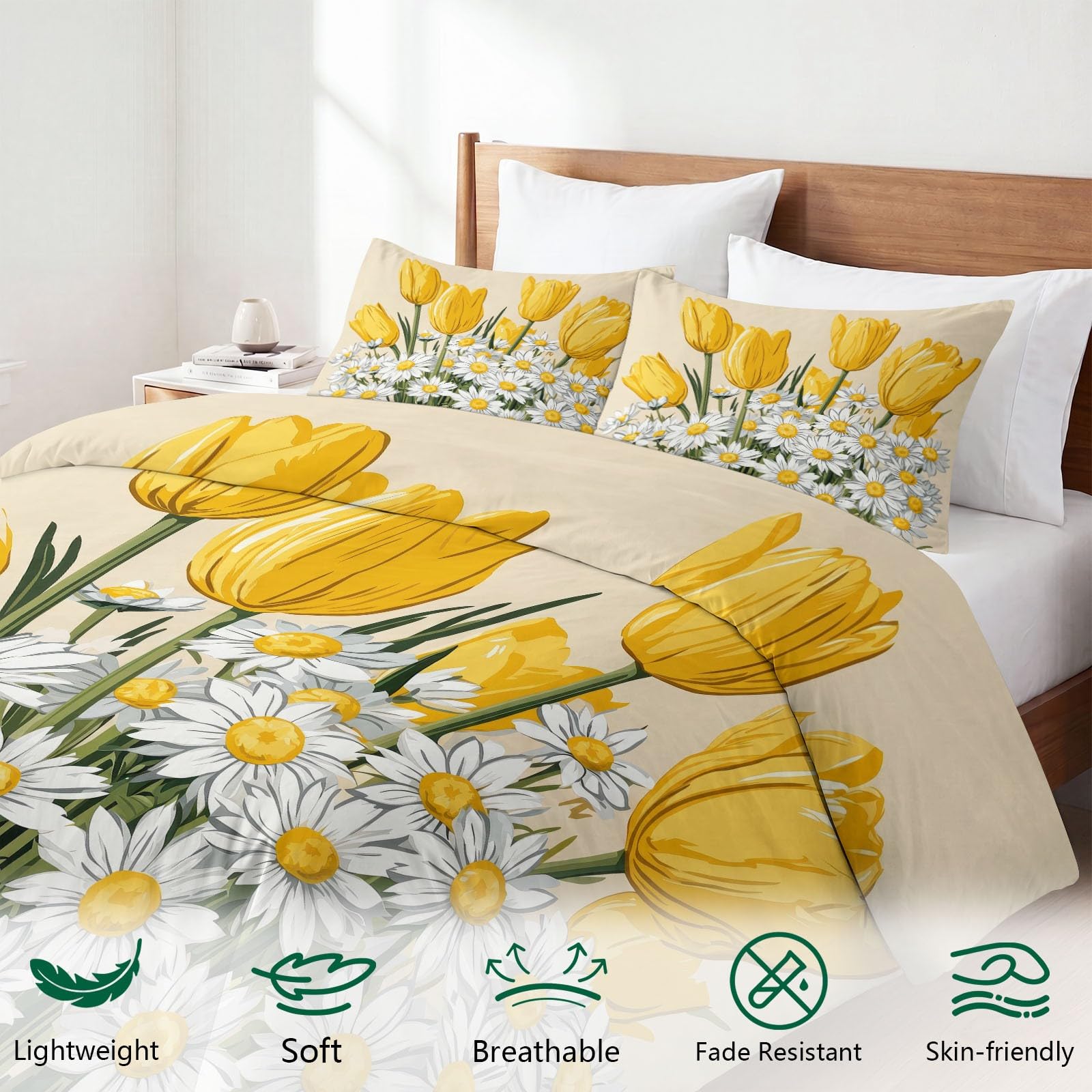 Generisch Set di biancheria da letto morbido e moderno, 135 x 200 cm, con federa, in microfibra spazzolata, non necessita di stiratura, delicato sulla pelle, traspirante