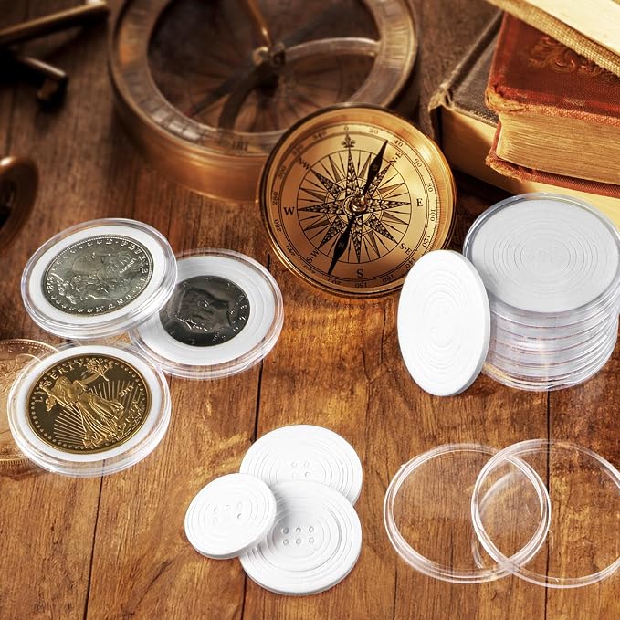 10 cápsulas transparentes para monedas de 46 mm con estuche organizador miniatura 2