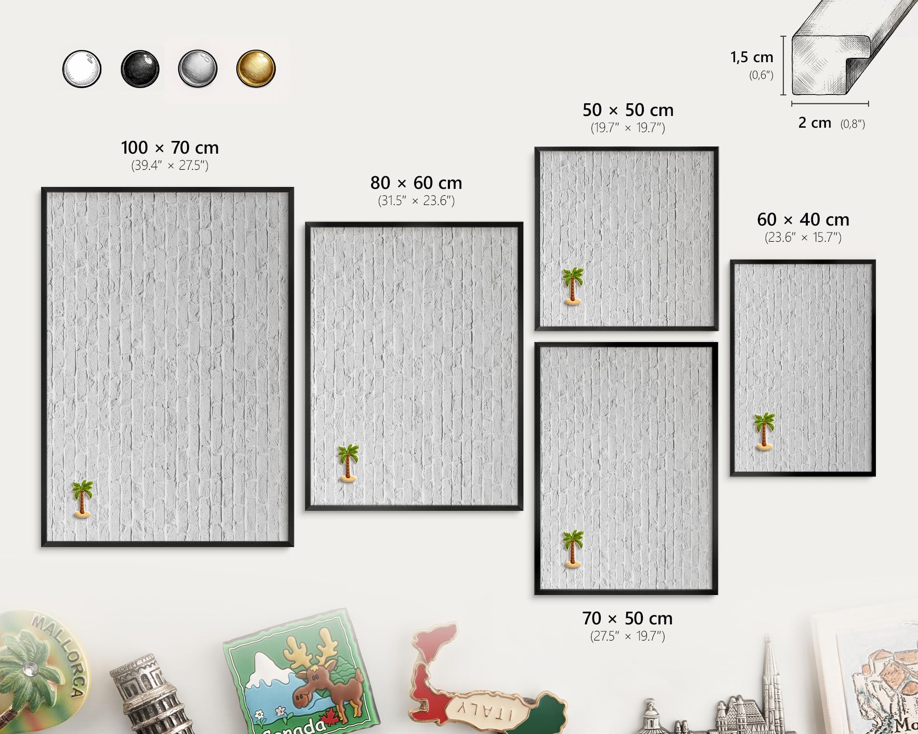 Panel Magnético Informativo 60x40 cm | con Marco Negro | Muro De Ladrillo | Montaje Fácil | Pizarra de Pared | Para Restaurante y Bar | Expositor para Menú, Ofertas del Día