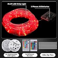 Vista 4 de Luces LED de piscina para piscinas sobre el suelo, 39.4 pies, impermeable, control remoto, sumergibles, luces LED para borde con 2 cuerdas