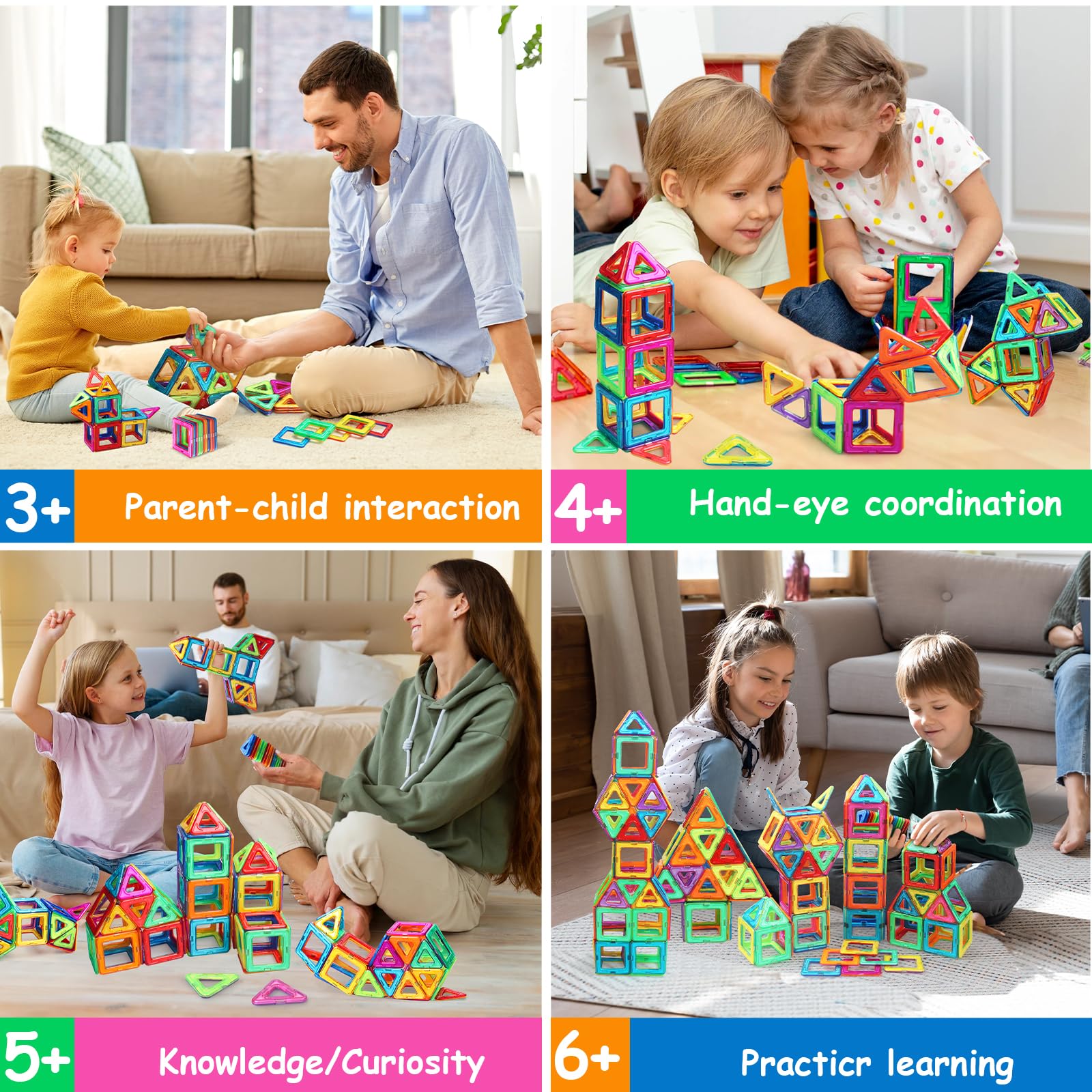 Magnetische Bausteine Spielzeug ab 3 Jahre alte Magnetspielzeug Magnete für Kinder Geschenk für Mädchen Junge 3 4 5 6 7 8 9 Jahre Kreativität Lern Für Kindertag Weihnachten