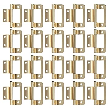 ScrewTight Double Cranked Flush Hinge Cupboard Cabinet Door Flush Hinge Brass Effect Finish on Iron 2 inches (Pack of 20 Pcs)